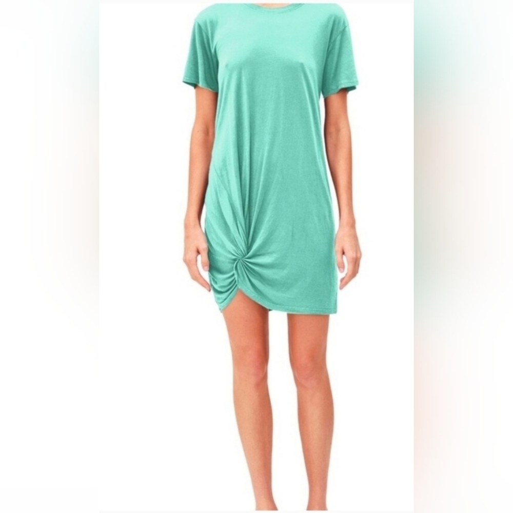 Sundry By "Anthropologie" Short Sleeve Tee Shirt Mini Sundress- In Turqoise